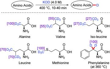 Fig.1 Deuteration of amino acids at supercritical temperatures.